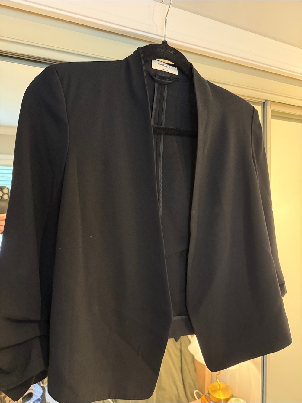 Black Collarless Cropped Blazer